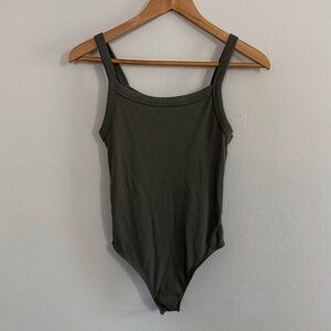 Olive Green Ribbed Tank Bodysuit